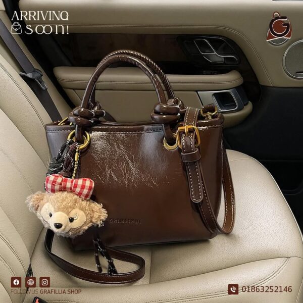 faux leather top handle crossbody bag